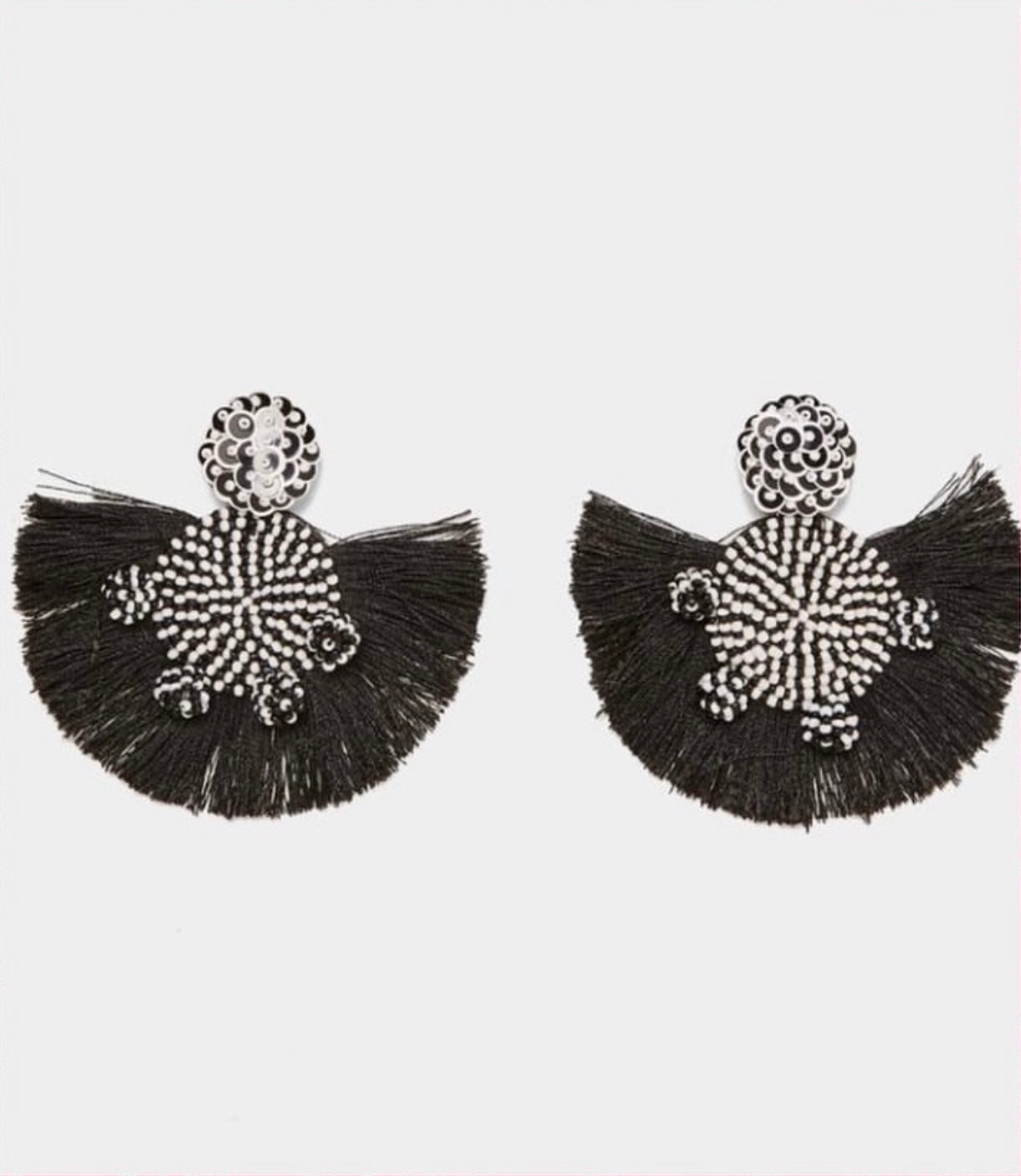 Midnight Bloom Tassel Earrings