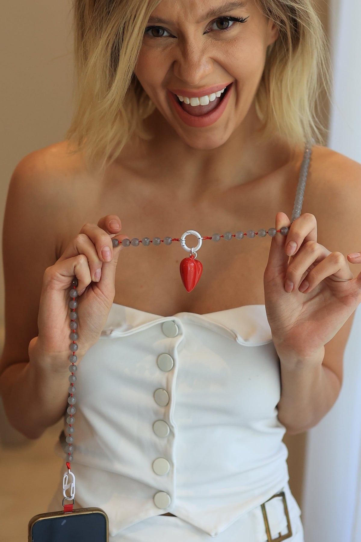 Moonstone Grey Mobile Chain