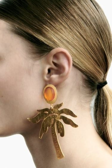 Golden Palm Drop Earrings