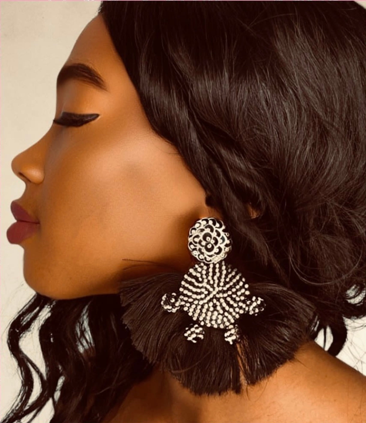 Midnight Bloom Tassel Earrings